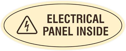 Signs ByLITA Oval Electrical Panel Inside Sign (Ivory/Dark Brown) - Small