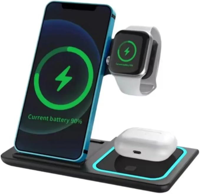 3 in 1 Wireless Charging Station for Apple Watch, iPhone, AirPods – Fast Magnetic Charger Dock Compatible with iPhone 16/15/14, Apple Watch Series, AirPods Pro – JR PINNACLE