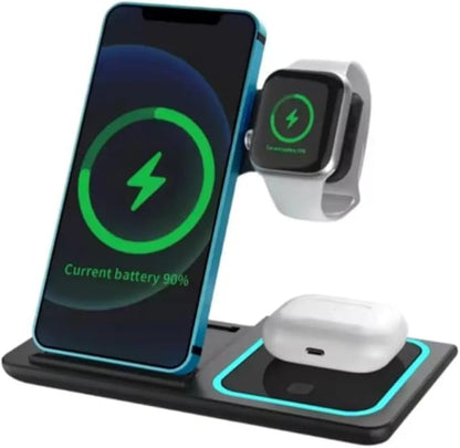 3 in 1 Wireless Charging Station for Apple Watch, iPhone, AirPods – Fast Magnetic Charger Dock Compatible with iPhone 16/15/14, Apple Watch Series, AirPods Pro – JR PINNACLE