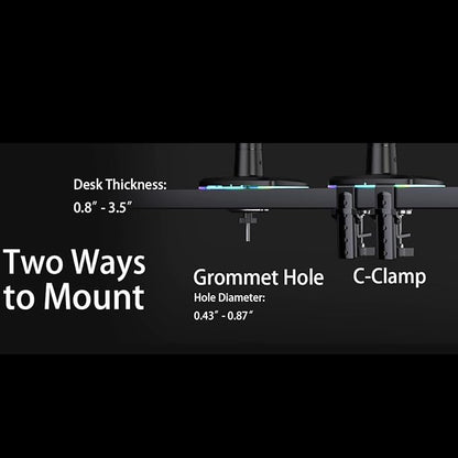 NB Gaming Monitor Arm or for 32 to 60 Inches Screen, Load up to 20 kg, VESA 75/100, RGB-Light, Heavy Duty, Multi Angle Adjustable, Premium Aluminum, Lake Blue