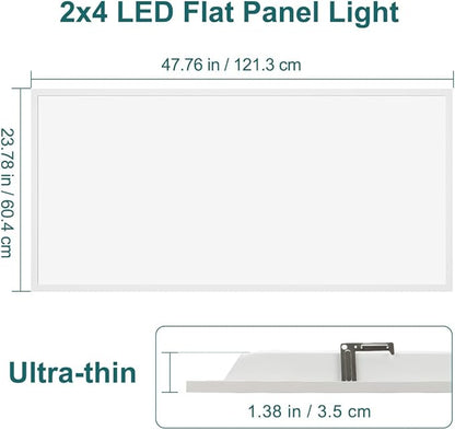 kadision 2x4 LED Flat Panel Light, 60W/50W/40W/30W/25W Adjustable, 5000K/4000K/3500K Selectable, 6600LM Dimmable LED Drop Ceiling Light Fixture, 100-277V ETL-Listed, 4-Pack