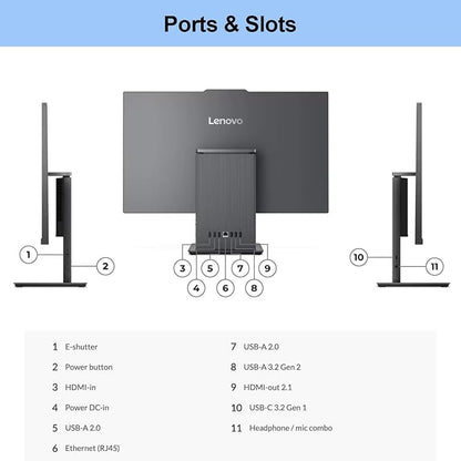 Lenovo 2024 IdeaCentre I Business All-in-One, 27" FHD Touchscreen 100Hz, Intel Core i5-13420H, 16GB DDR5 RAM, 2TB SSD, Wireless Charging Base, Wireless KB & Mouse, Wi-Fi 6, Windows 11 Pro, Grey