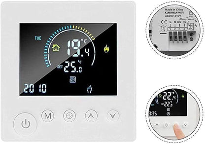 Sumsoctober Smart WiFi Floor Heating Thermostat for Tuya Programmable Energy Saving Controller with Child Lock and Weather Updates(3A)
