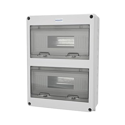 MOLLOM 24 Way Circuit Breaker MCB Distribution Protection Box with DIN Rail, IP65 Waterproof,for Indoor and Outdoor