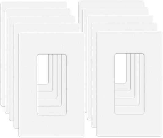 MLLIZH 10 Pack 1-Gang Screwless Wall Plate, Outlet Cover Plates, 4.57” H x 2.76” L, for Light Switch, Dimmer, GFCI, USB Outlet