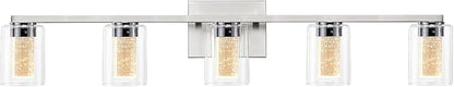 SADENICEL 5 Light Bathroom Light Fixtures, Brushed Nickel Vanity Lights Crystal Dimmable LED White/Neutral/Warm Bathroom Lights Over Mirror for Bathroom, Bedroom,Living Room (5 Light)