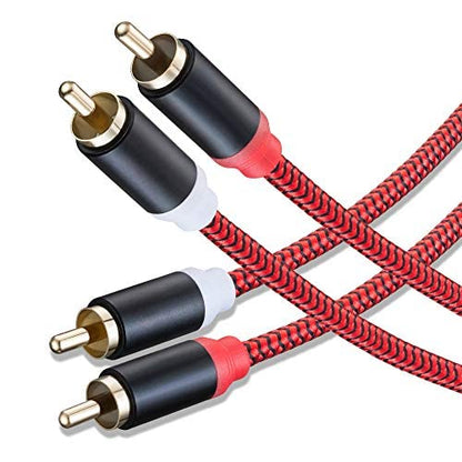 RCA Cable 10Ft,2Rca Male to 2-RCA Male Audio Stereo Subwoofer Cable [Hi-Fi Sound] Nylon-Braided Auxiliary Audio Cord for Home Theater, HDTV, Amplifiers, Hi-Fi Systems,Speakers and etc(10Ft/3M)