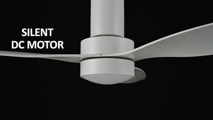 SMAAIR 52 Inch Ceiling Fan with Light and Remote Control, Flush Mount Ceiling Fans with Lights, Reversible, Noiseless DC Motors, Dimmable, Indoor Ceiling Fan for Bedroom, Living Room, White