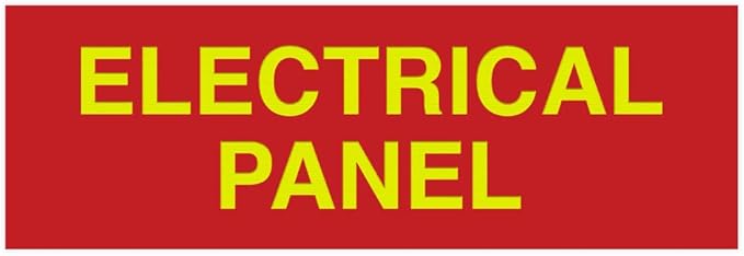 All Quality Basic Electrical Panel Sign - Fire Regulation Safety Compliance Sign - Red/Gold - Small (2 Pack)