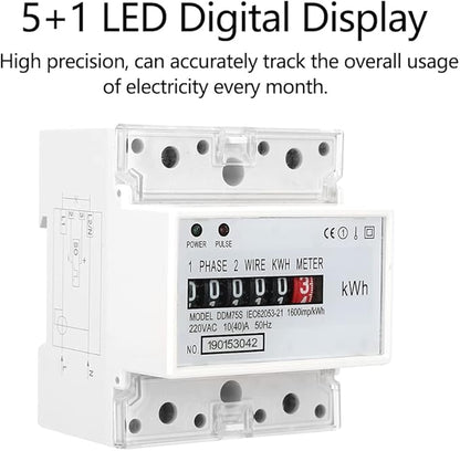 Watris Veiyi DDM75S 10-40A Single Phase KWH Meter, 4P Din Rail Energy Meter, Electric Meter, Electronic Din Rail KWh Meter, LED Electricity Power Consumption Wattmeter Energy Meter
