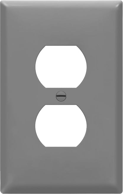 ENERLITES Duplex Receptacle Outlet Wall Plate, Electrical Outlet Cover, Gloss Finish, Mid-Size 1-Gang 4.88" x 3.11", Unbreakable Polycarbonate Thermoplastic, UL Listed, 8821M-GY, Gray