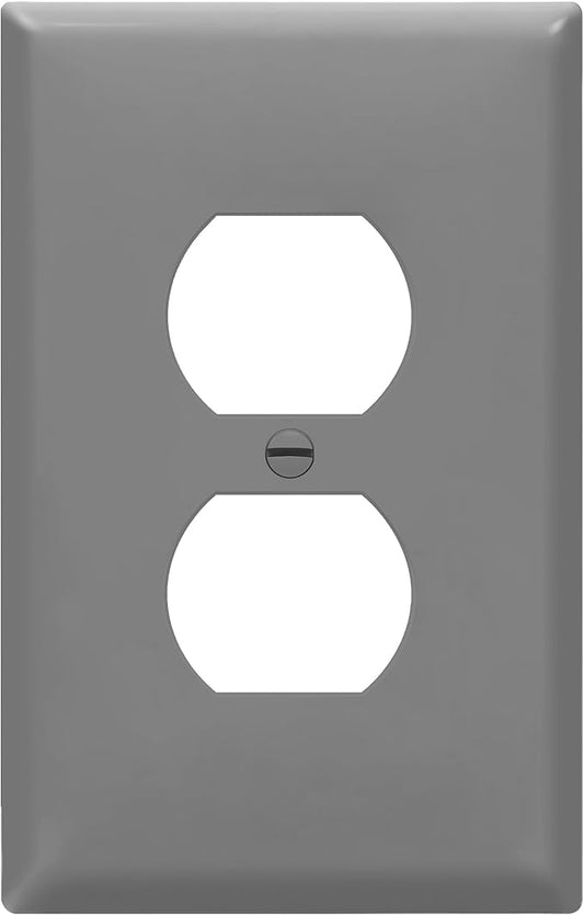 ENERLITES Duplex Receptacle Outlet Wall Plate, Electrical Outlet Cover, Gloss Finish, Mid-Size 1-Gang 4.88" x 3.11", Unbreakable Polycarbonate Thermoplastic, UL Listed, 8821M-GY, Gray