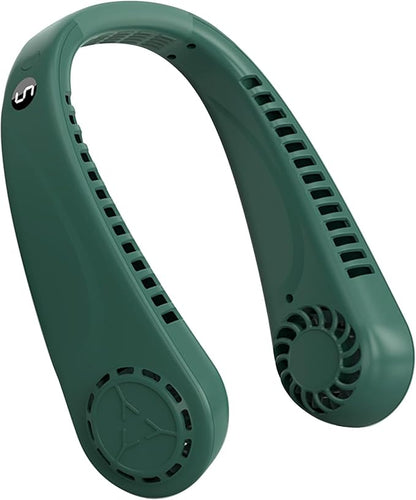 BIRDDIE Portable Hands free Bladeless Hanging Neck Fans with Screen Display and 5 Speeds Levels, USB Rechargeable, 360° Cooling Wearable Personal Fan for Work Travel Sport Outdoor (Green)