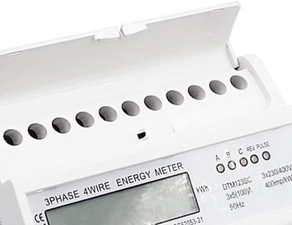 Wisecoco Energy Meter, Digital 3 Phase Energy Meter, LCD Display White ABS Housing 50Hz Electricity Usage Monitor 230 400V