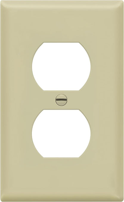 Enerlites 8821-I Duplex Receptacle Outlet Wall Plate, Standard Size 1-Gang, Polycarbonate Thermoplastic, Ivory