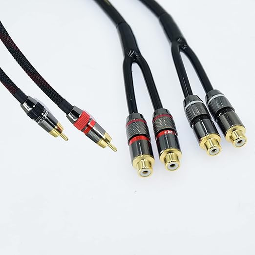 Arklove 15ft Shielded RCA Splitter Subwoofer Stereo Audio Video Cable 1 Male to 2 Female Dual Speaker Y Adapter Connector Extension Cord 24k Gold Plated(2 Pack)