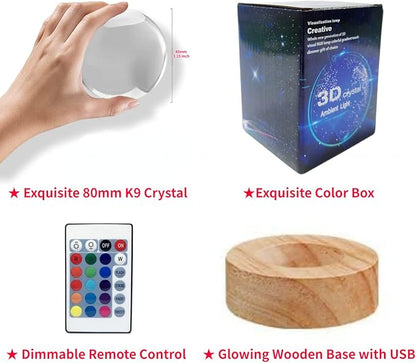 3D Elephant Crystal Ball Lamp,Lifelike Elephant Night Light,16 Colors Changing Light,Dimmable Remote Control,Elephant Lamp Gift (J)