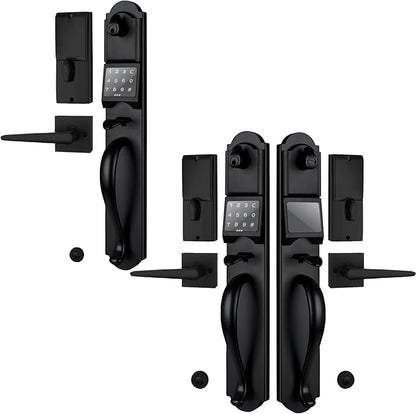 HISAFE (Left Hand) Keyless Entry Door Lock with Handle Sets, Electronic Smart Exterior Door Handleset with Keypad