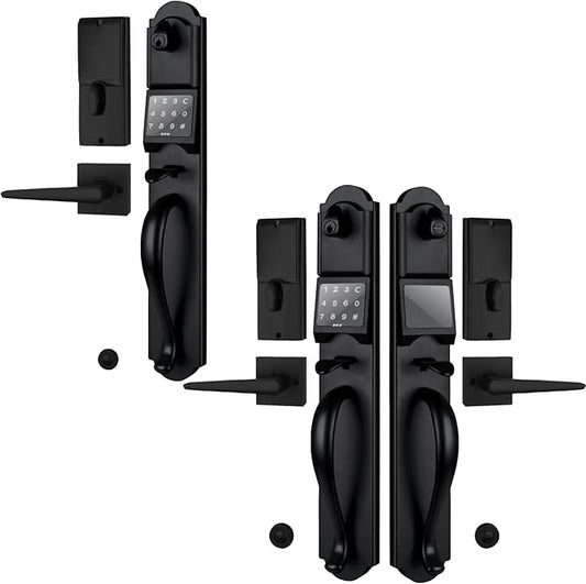 HISAFE (Left Hand) Keyless Entry Door Lock with Handle Sets, Electronic Smart Exterior Door Handleset with Keypad