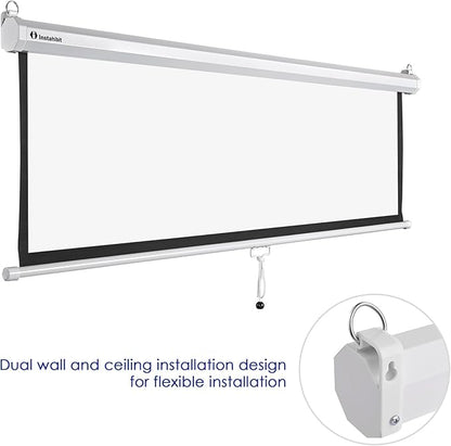 Instahibit 72" Projection Screen Pull Down 4:3 4K HD Manual Retractable Projector Screen with Auto-Locking Wall Mounted Home Theater Indoor Outdoor Movie Night 57" x 43" Matte White