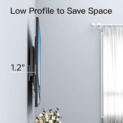 PERLESMITH UL Listed TV Mount for Most 37-85 inch TV, Universal Tilt TV Wall Mount Fits 16”- 24” Wood Stud with Loading 132 lbs & Max VESA 600x400mm, Low Profile Flat Wall Mount Bracket PSLTK1