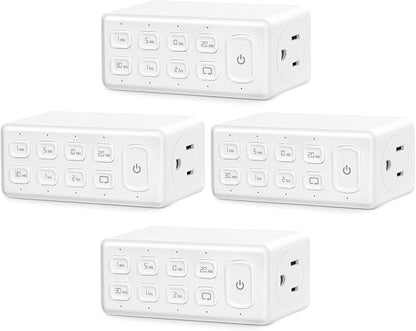 TOPELER Countdown Digital Timer Outlet, Plug-in Timer for Electrical Outlets with Repeat Function, Manual Override, Up to 4H Auto Shut Off Switch for Indoor Lamp, Fan, Aquarium, 1875W, ½ HP, 4 Pack