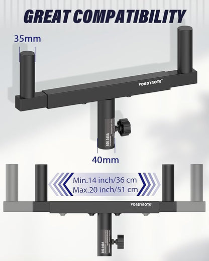 Vondynote Set of 2 Dual Speaker Mount Bar Mounting Fork Bracket Speaker Pole Width Adjustable