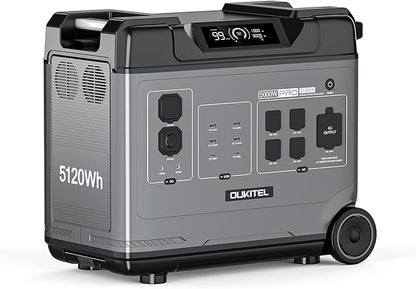 OUKITEL 5120Wh Power Station BP5000 Pro Max, 120/240V 5000W(Surge 9000W) AC Output Solar Generator for Home Battery Backup, 1000W MPPT Solar Charging, Home Battery Power Supply, Expandable to 20kWh