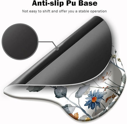 Ergonomic Mouse Pad with Wrist Support,Mouse Pad with Wrist Rest and Coaster Set,Office Supplies Non-Slip Mouse Pads for Desk, Non-Slip Comfortable,Watercolor Floral