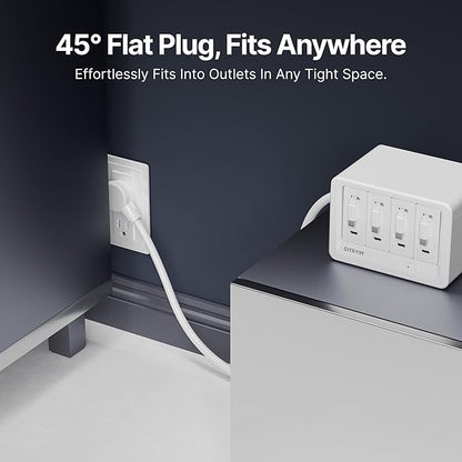 12-in-1 Desktop Charging Station with 4 Retractable Wall Chargers, 40W USB-C Power Strip with 4 AC, 4 USB C, 4 Type-C 31.5in Cables, Extension Cord with 1020J Surge Protection for Home Office