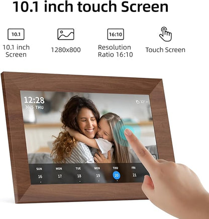 SyncGo 10.1 Inch Smart Wi-Fi Digital Calendar (Wood Grain) - Displays Your Photos, Wi-Fi Sync with Google Calendar, Wide Angle HD View