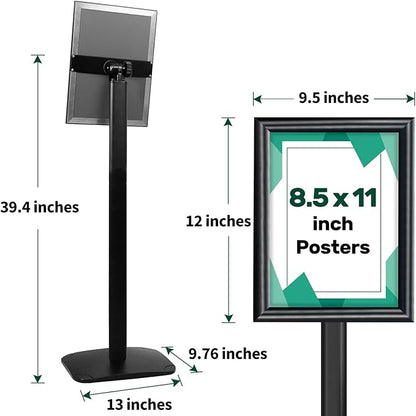 Mutualsign 3Pcs Heavy Duty Pedestal Sign Holder for Display, 8.5 x 11 inches Adjustable Floor Standing Sign Holder with Weighted Base ,Sign Stand for Indoor/Outdoor Advertising，Black