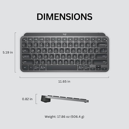 Logitech MX Keys Mini Minimalist Wireless Illuminated Keyboard, Compact, Bluetooth, Backlit, USB-C, Compatible with Apple macOS, iOS, Windows, Linux, Android, Metal Build - Graphite