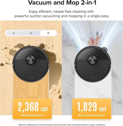 roborock Q7 M5 Robot Vacuum and Mop Combo, 10,000Pa HyperForce Suction, Robotic Vacuum Cleaner, Dual Anti-Tangle System, APP-Controlled Mopping, LiDAR Navigation, for Pet Hair and Carpet, Black