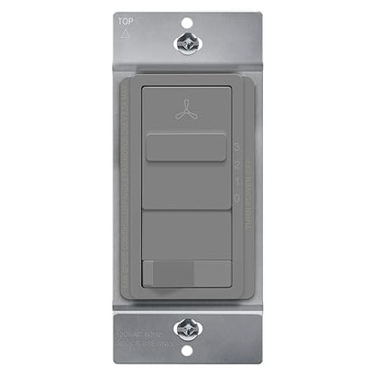 TOPGREENER Kalide Light Switch and 3-Speed Ceiling Fan Control Combo, in Wall Light and Fan Combination Switch, Single Pole, 2.5A, 720W, Neutral Wire Not Required, TGSFS3-GY Gray (Grey)