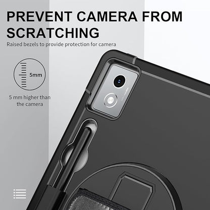 ZenRich Rugged Case for Lenovo Idea Tab Pro 12.7inch,Heavy Duty Shockproof Protective Case w/ [360 Rotating Kickstand] [Hand Strap][Shoulder Belt] for Lenovo Idea Tab Pro 2025 Realease Black