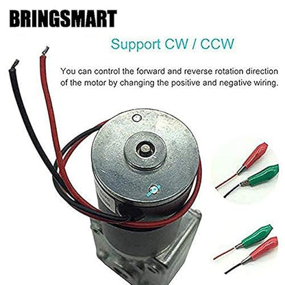 BRINGSMART 24V 40rpm DC Worm Gear Motor 40kg.cm Self-Locking Reversed Mini Turbine Geared Motor for DIY Robot Rotating Table Door Lock Curtain Machine (24V 40rpm)