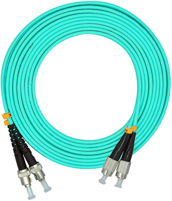 Jeirdus 50Meters 160ft FC to ST Duplex 50/125 10G OM3 Multi-Mode Fiber Optic Cable Jumper Optical Patch Cord FC-ST