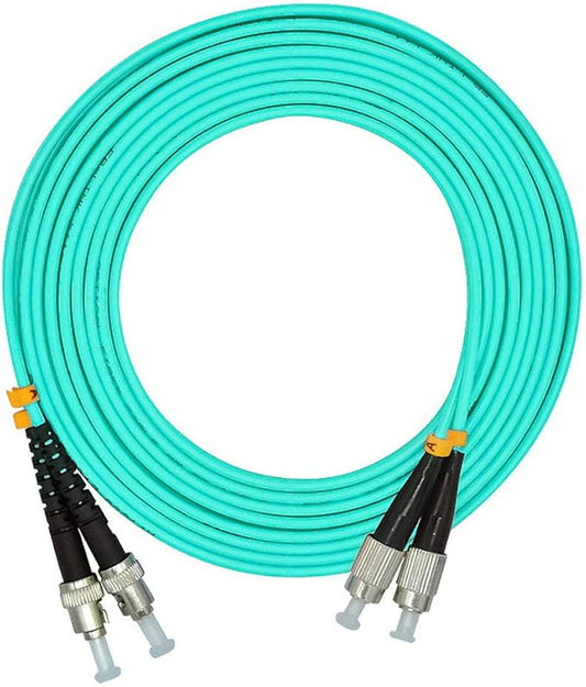 Jeirdus 3Meters 10ft FC to ST Duplex 50/125 10G OM3 Multi-Mode Fiber Optic Cable Jumper Optical Patch Cord FC-ST