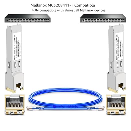OPSTRAN 1000BASE-T SFP RJ45 Copper Transceiver Module Compatible with Mellanox MC3208411-T 100m Cat 5e/6/6a 4 Pack