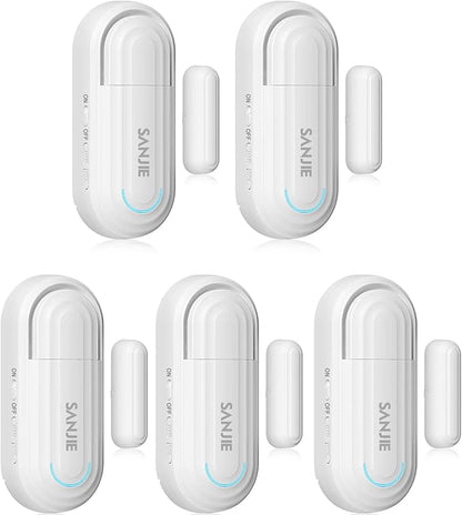 SanJie Window Alarm Sensors Door Alarms for Home Security Volume Ajustable 0-120 DB Pool Door Alarms for Kids Safety with 4 Modes Open Alarm/Close/Dingdong/Reminder Burglar Alert (5 Pack)