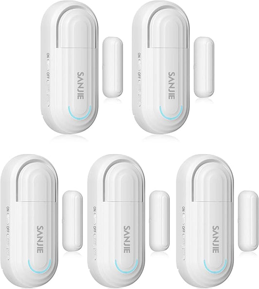 SanJie Window Alarm Sensors Door Alarms for Home Security Volume Ajustable 0-120 DB Pool Door Alarms for Kids Safety with 4 Modes Open Alarm/Close/Dingdong/Reminder Burglar Alert (5 Pack)
