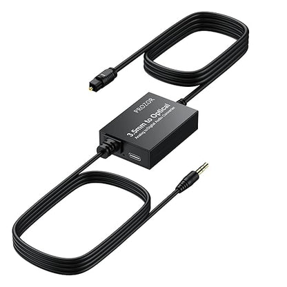 PROZOR 3.5mm to SPDIF Converter Analog to Digital Audio Cable ADC Adapter for Enhanced Sound Toslink Optical Output 3.5mm to Optical Cable for Gaming Consoles Computers and Projectors etc