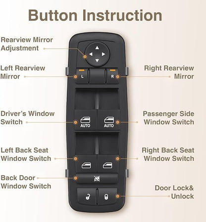 Blycorul Master Power Window Switch Driver Side Compatible with 2009 2010 2011 2012 Dodge Ram 1500/2500/3500 Quad & Crew Cab Pickup-9 Pins+3 Pins Replaces OEM 4602863AD,4602863AB,4602863AC