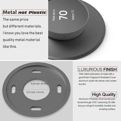 Metal Nest Wall Plate for Google Nest Thermostat 2020, Trim Kit, Charcoal