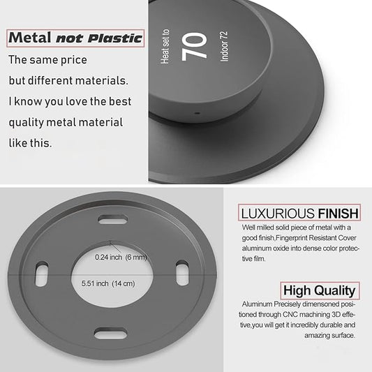 Metal Nest Wall Plate for Google Nest Thermostat 2020, Trim Kit, Charcoal