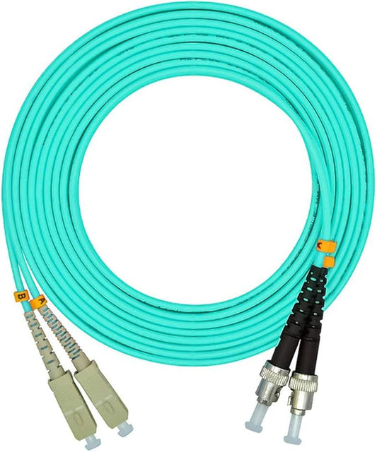 Jeirdus 3Meters 10ft SC to ST Duplex 50/125 10G OM3 Multi-Mode Fiber Optic Cable Jumper Optical Patch Cord SC-ST