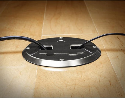 RACO 6239SS Floor Kit with Recessed Duplex 15A TR Device and Adjustable Steel Box, 1-Gang, Stainless Steel