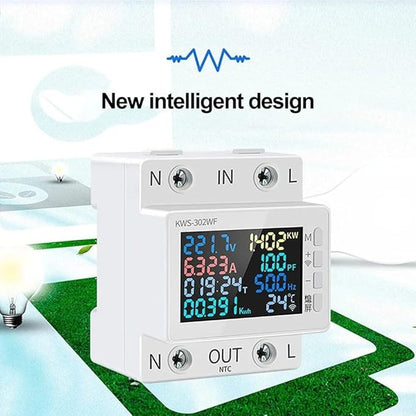 LCD Digital Energy Meter, Single Phase Energy Meter, Din Rail Electricity Usage Monitor, Power Usage Monitor AC170V~270V Power Voltage Meter(KWS-302L)