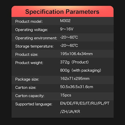 OBD2 M302 Car Diagnostic Scan Tool Timcartuning Car Maintenance Light Reset car Engine Fault Diagnosis car Engine Fault Removal I/M Ready Status, Vehicle Information OBD2